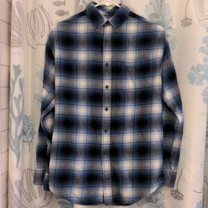 2 for $20 Croft & Barrow Blue + White Plaid Cotton Flannel Shirt Sz S
